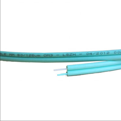 Cabo de fibra ótica interno flexível do duplex de OM3-300 2x2.8mm, cabo de remendo da fibra ótica