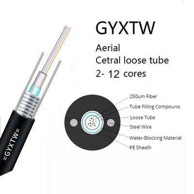 GYXTW 2 4 cabo de fibra ótica de 6 núcleos com estrutura central do tubo